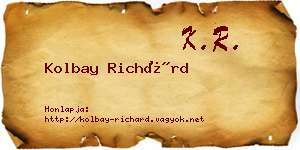 Kolbay Richárd névjegykártya